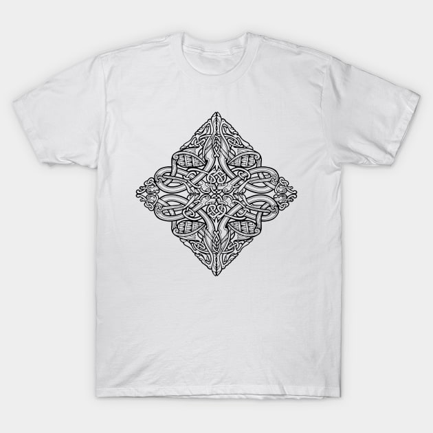 Four Birds, Four Dogs Celtic Design T-Shirt by Dysis23A